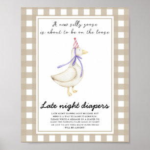 Poster Baby shower canard - Jeu de couches tard la nuit