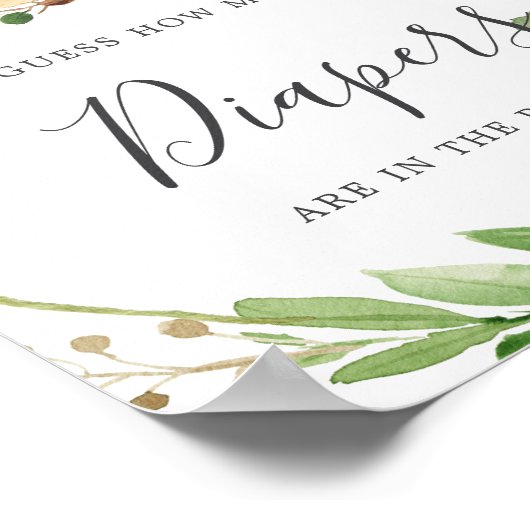 Poster Baby shower Cerf Devine Combien De Diapeurs (Coin)