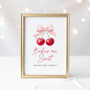 Poster Baby shower cerise Bébés sont Sweet Dessert Signal