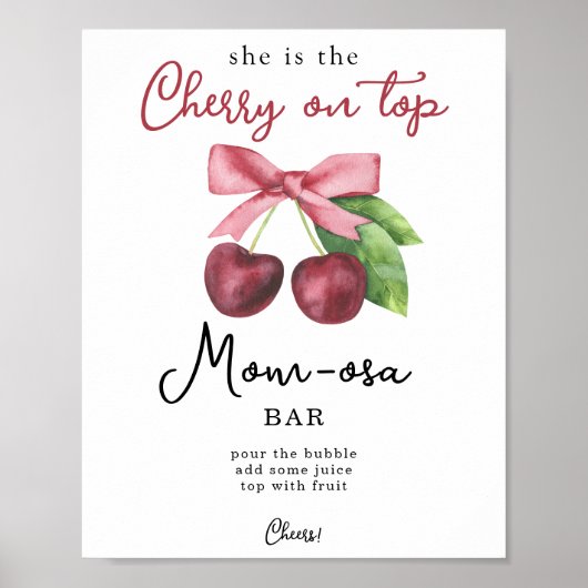 Poster Baby shower cerise Momosa bar (Devant)
