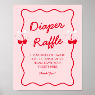 Poster Baby Shower Cerise Tirage au Sort Couches