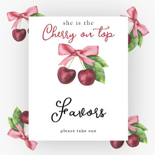Poster Baby shower cerises à l'aquarelle - Cadeaux