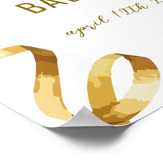 Poster Baby shower Champagne de Brunch Elégant Or Bienven (Coin)