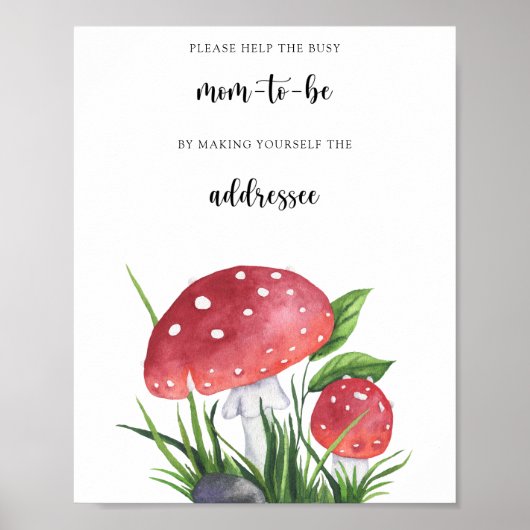 Poster Baby shower champignons - Aider la future maman oc (Devant)