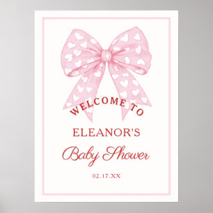 Poster Baby shower Chérie Bow Rose Bienvenue