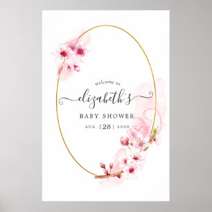 Poster Baby shower Cherry Blossoms Bienvenue