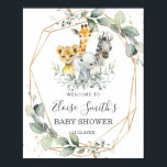 Poster Baby shower chic de verdure Jungle Animaux Bienven<br><div class="desc">Personnalisez ce chic genre neutre animaux de la jungle vert bienvenue signe avec votre propre libellé facilement et rapidement. Cliquez simplement sur le bouton "Modifier en utilisant l'outil de conception" pour modifier le texte, le libellé, le style de police, la taille de police et la couleur de police. Vous pouvez...</div>
