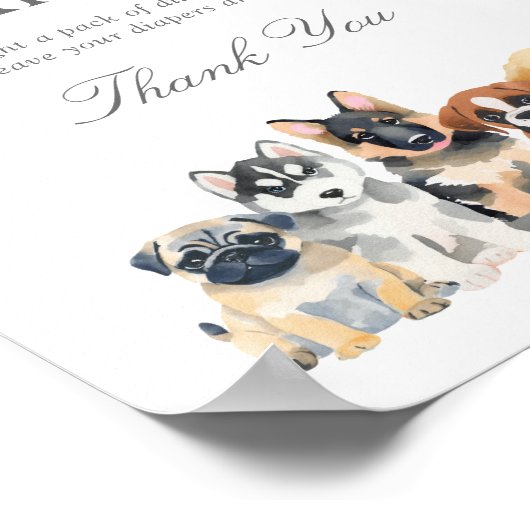 Poster Baby shower Chien Chien Chien Chien Chien Chope Ra (Coin)