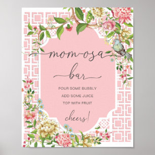 Poster Baby shower Chinoiserie rose - Symbole de la barre