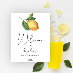 Poster Baby shower citron vert bienvenue