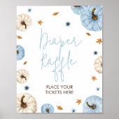 Poster Baby shower Citrouille Bleu Chute Raffle (Devant)