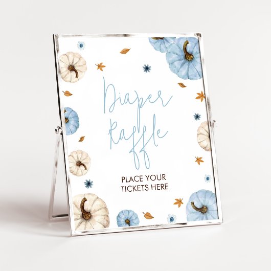 Poster Baby shower Citrouille Bleu Chute Raffle