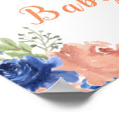 Poster Baby shower Citrouille bleu et bleu marine (Coin)