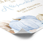 Poster Baby shower Citrouille Boho bleu Bienvenue (Coin)