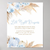 Poster Baby shower Citrouille Boho bleu Diapositives noct (Devant)