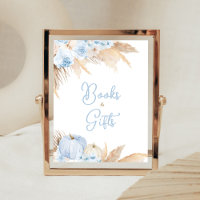 Baby shower Citrouille Boho bleu Livres et cadeaux