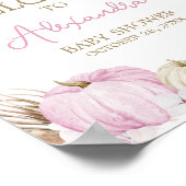 Poster Baby shower Citrouille Boho rose Bienvenue (Coin)