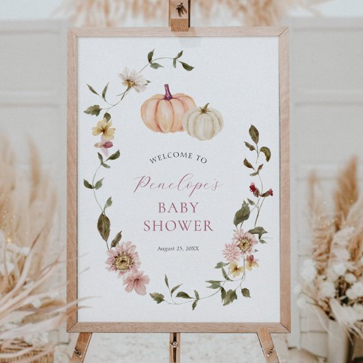 Poster Baby shower Citrouille d'automne