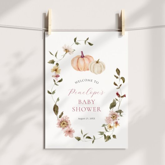 Poster Baby shower Citrouille d'automne