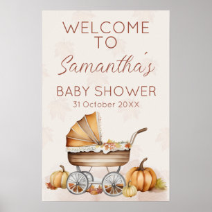 Poster Baby shower Citrouille d'automne aquarelle Bienven
