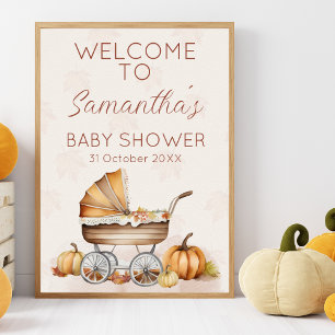 Poster Baby shower Citrouille d'automne aquarelle Bienven