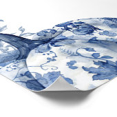 Poster Baby shower Citrouille de la Chinoiserie Bleu oran (Coin)