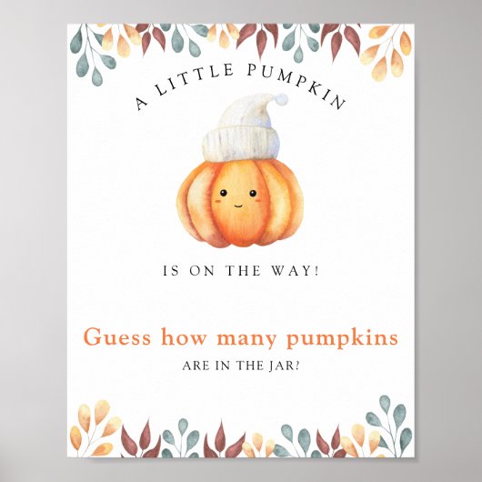 Poster Baby shower citrouille devine combien de citrouill (Devant)
