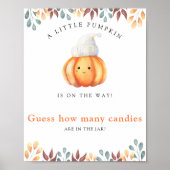 Poster baby shower citrouille Devinez combien de bonbons (Devant)