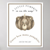 Poster Baby shower citrouille Devinez combien de citrouil (Devant)