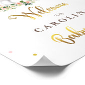 Poster Baby shower citrouille Rose Et Or Accueil (Coin)