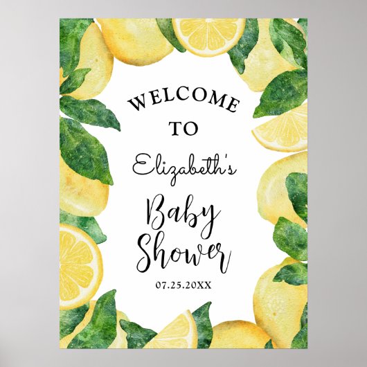 Poster Baby shower Citrus citron Bienvenue (Devant)