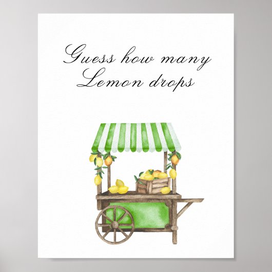 Poster Baby shower citrus - Jeu de devinette (Devant)