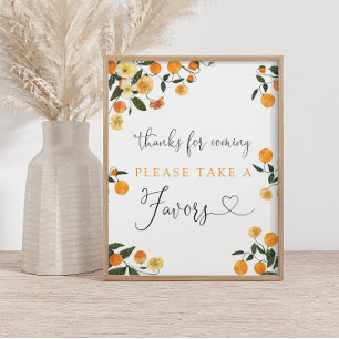 Poster Baby shower Citrus Merci D'Être Venu Favor Signer
