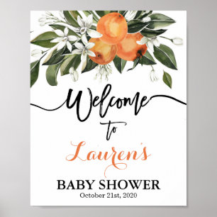 Poster Baby shower Citrus Oranges signe de bienvenue