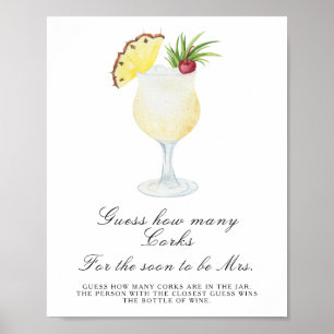 Poster Baby shower cocktail - Devinez combien de bouchons