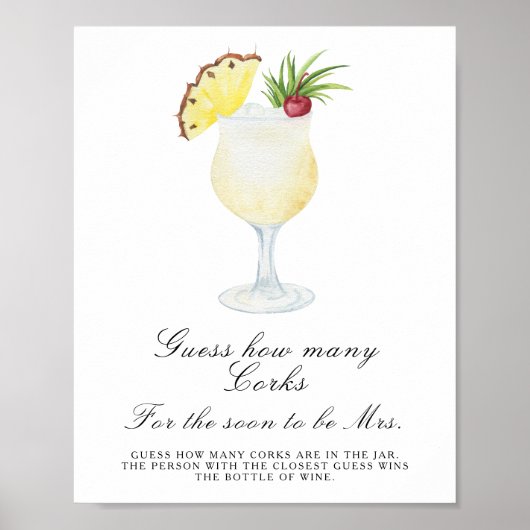 Poster Baby shower cocktail - Devinez combien de bouchons (Devant)
