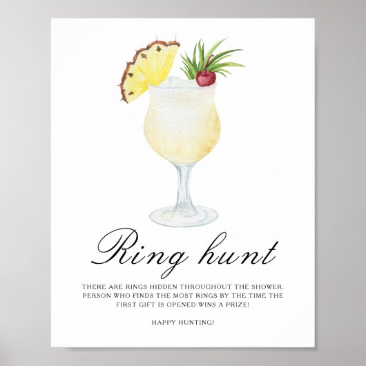 Poster Baby shower cocktail - Jeu de chasse à l'anneau (Devant)