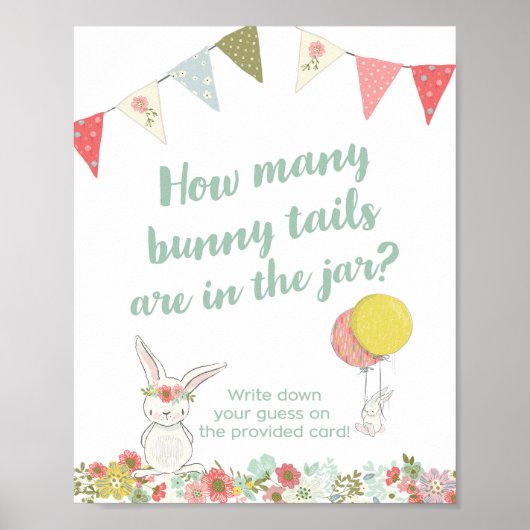 Poster Baby shower Combien de Queues de lapin sont dans l (Devant)