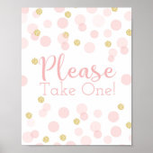 Poster Baby shower Confetti Or Rose Prendre Un Signe (Devant)