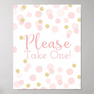 Poster Baby shower Confetti Or Rose Prendre Un Signe