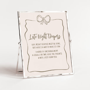 Poster Baby shower Coquette minimaliste Late Night Diapés