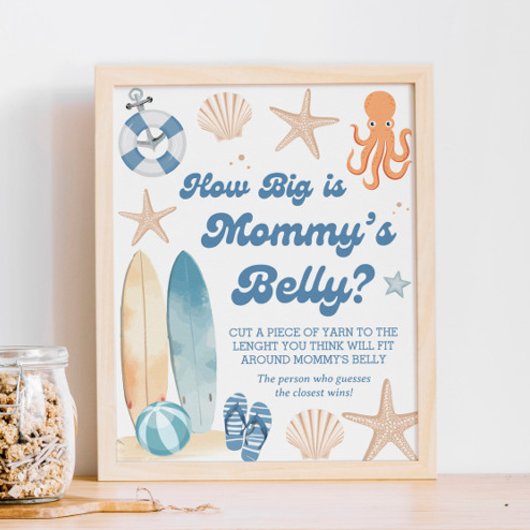 Poster Baby shower côtier Quelle taille a son ventre