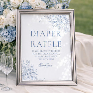 Poster Baby Shower Couches Bébé Fleuris Bleus Tirage au S