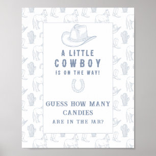 Poster Baby shower cow-boy Devinez combien de bonbons
