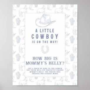 Poster Baby-shower cow-boy Quelle est la taille du ventre