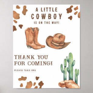 Poster Baby shower Cowboy Merci pour venir