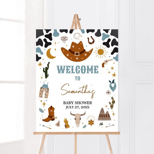 Poster Baby shower Cowboy Wild West Bienvenue