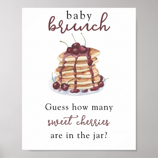 Poster Baby shower Crêpes Devinez combien de Cerises (Devant)