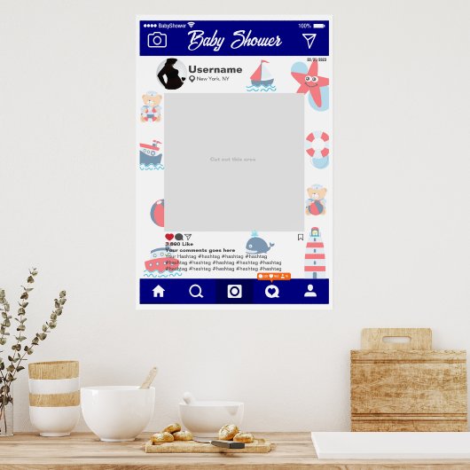 Poster Baby shower Custom Selfie Frame Marino (Cuisine)