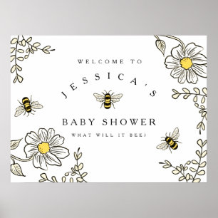 Poster Baby shower d'abeilles Bienvenue pour Bumble Bee D